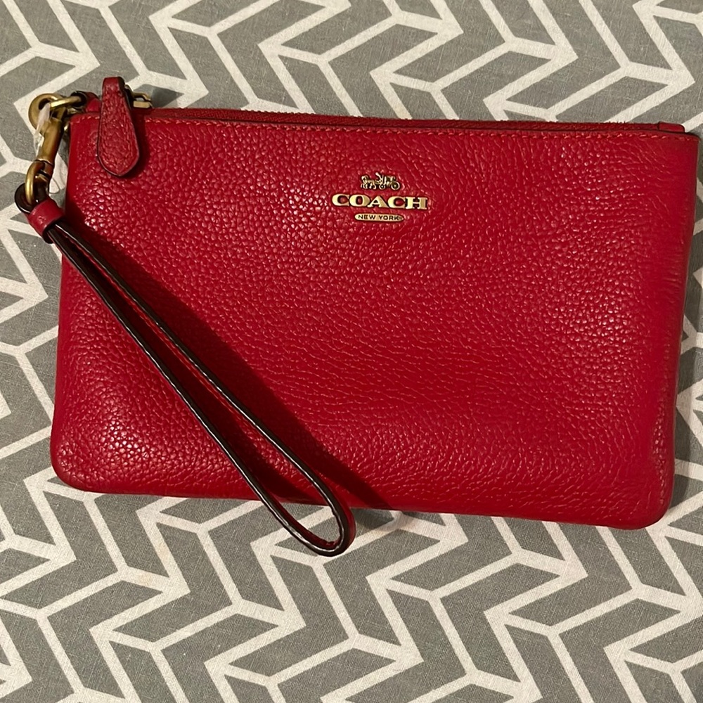 Red authentic Coach wristlet